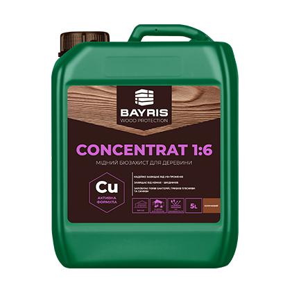 Біозахист мідний для деревини "Концентрат 1:6" (Коричневий) Bayris