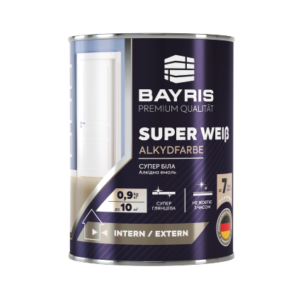 Алкідна емаль "SUPER WEIß" - Супер Біла (Універсальна, глянцева) Bayris