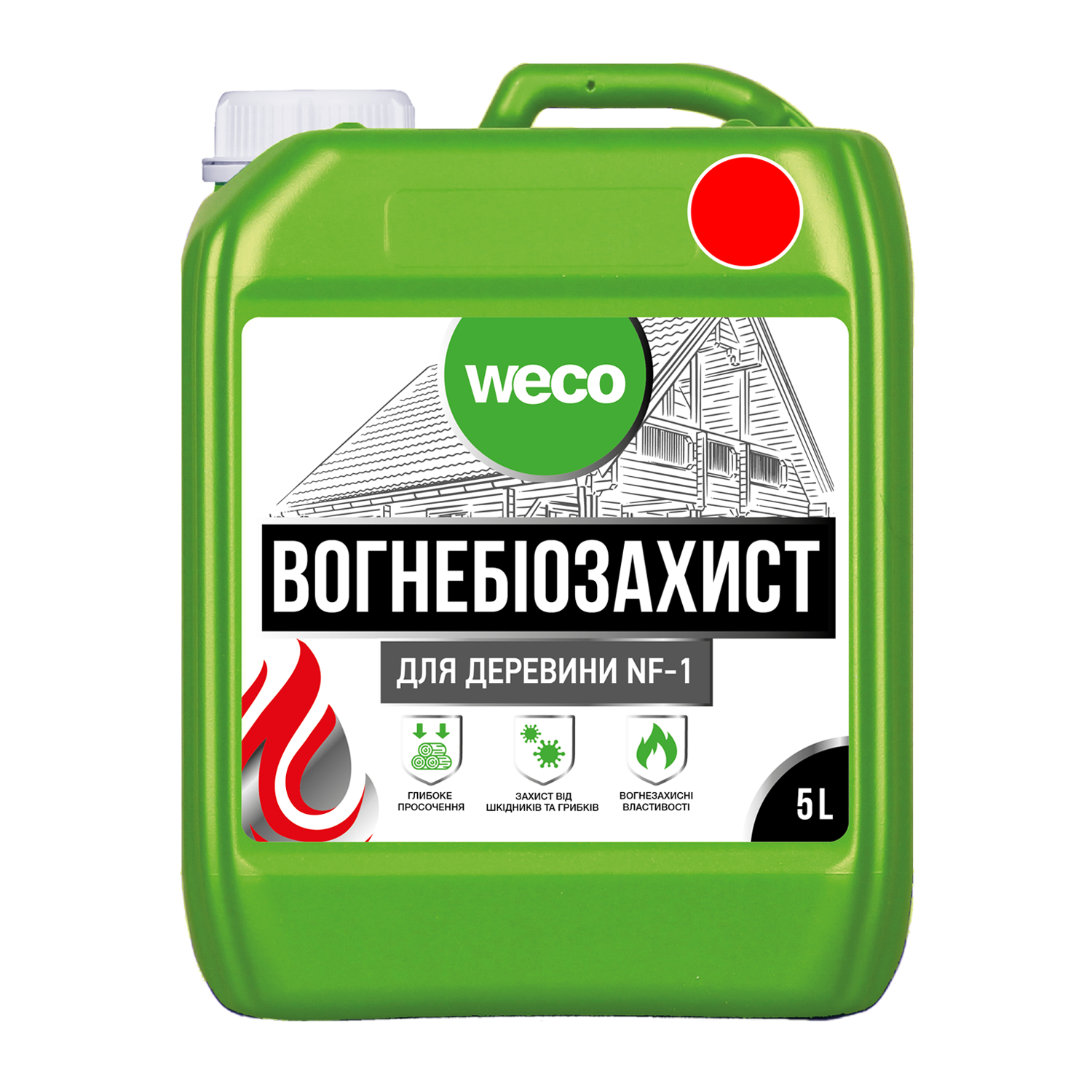 “ВОГНЕБІОЗАХИСТ ДЛЯ ДЕРЕВИНИ NF-1” (ЧЕРВОНИЙ) Weco